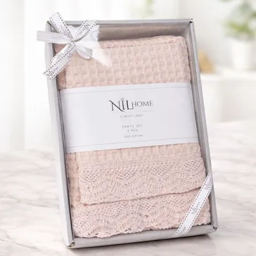 Набір вафельних банних рушників ajour - пудрові<article>MALVA