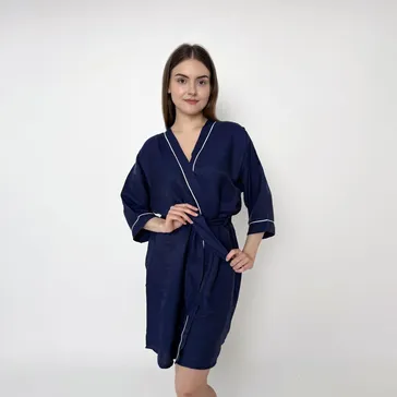Женский софт-халат «люрекс» - синий<article>MALVA
