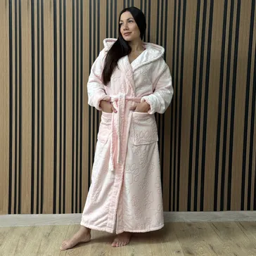 Женский велюровый халат «catwoman» - персиковый<article>MALVA