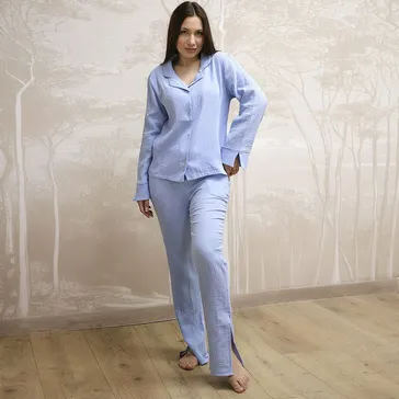 Піжамний комплект з штанами «муслін» - небесний<article>MALVA