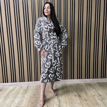 Жіночий плюш-халат - кавові серця<article>MALVA