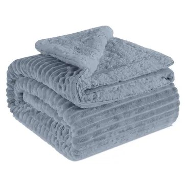 Плед бамбук-овчина - попелясто-синий<article>MALVA