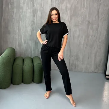 Трикотажний костюм-піжама 'мустанг' - чорний<article>MALVA