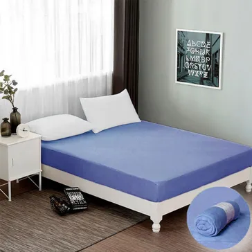 Махровая простынь на резинке - синяя<article>MALVA