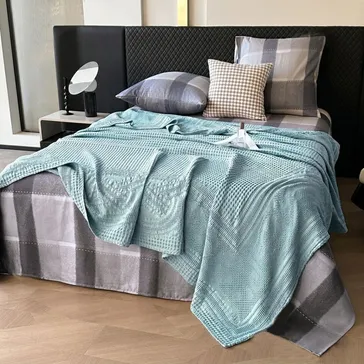 Вафельное покрывало-плед 'пике' - бирюзовый<article>MALVA