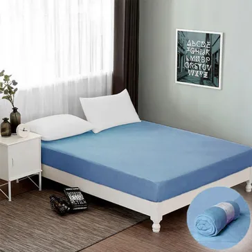 Махровая простынь на резинке - голубая<article>MALVA