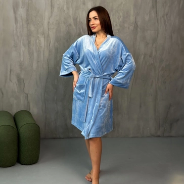 Велюровий жіночий халат 'моранді' - блакитний<article>MALVA