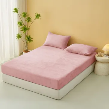 Велюровая простынь на резинке - розовое<article>MALVA