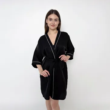 Женский софт-халат «люрекс» - черный<article>MALVA